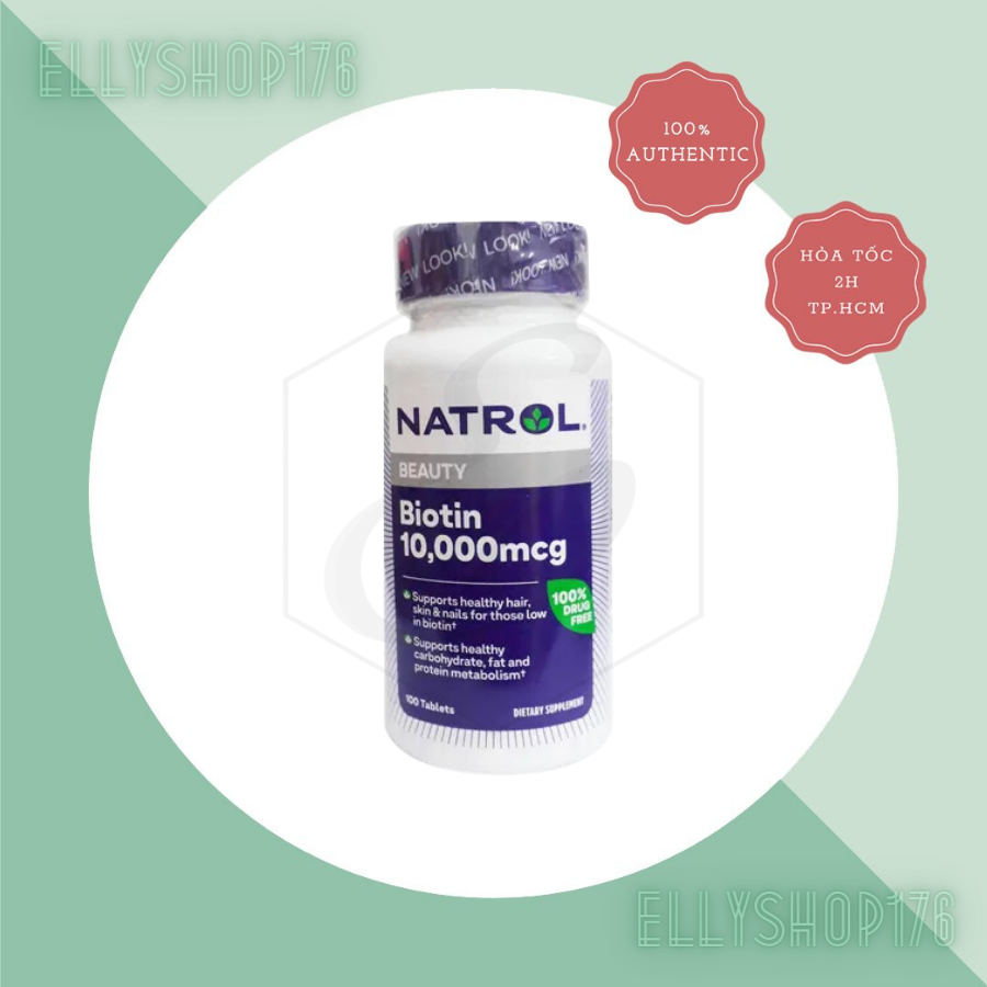 Viên Uống Hỗ Trợ Mọc Tóc, Chống Rụng Tóc Natrol Biotin Beauty 10,000mcg - 100 Viên