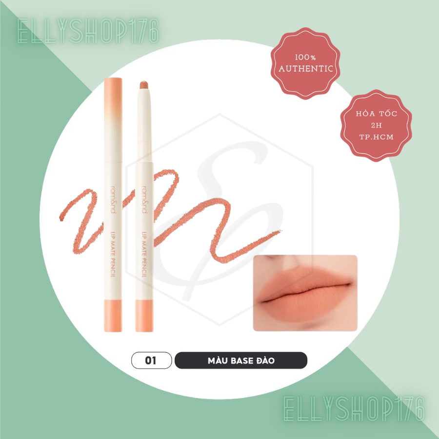 Chì Kẻ Viền Môi Nhung Lì, Lâu Trôi, Thiết Kế 2 Đầu Romand Lip Mate Pencil 0.5g