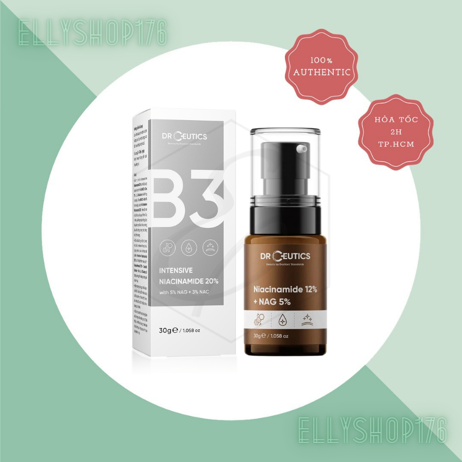 Serum dưỡng sáng da, mờ thâm nám B3 Intensive Niaciamide 20% DrCeutics 30g