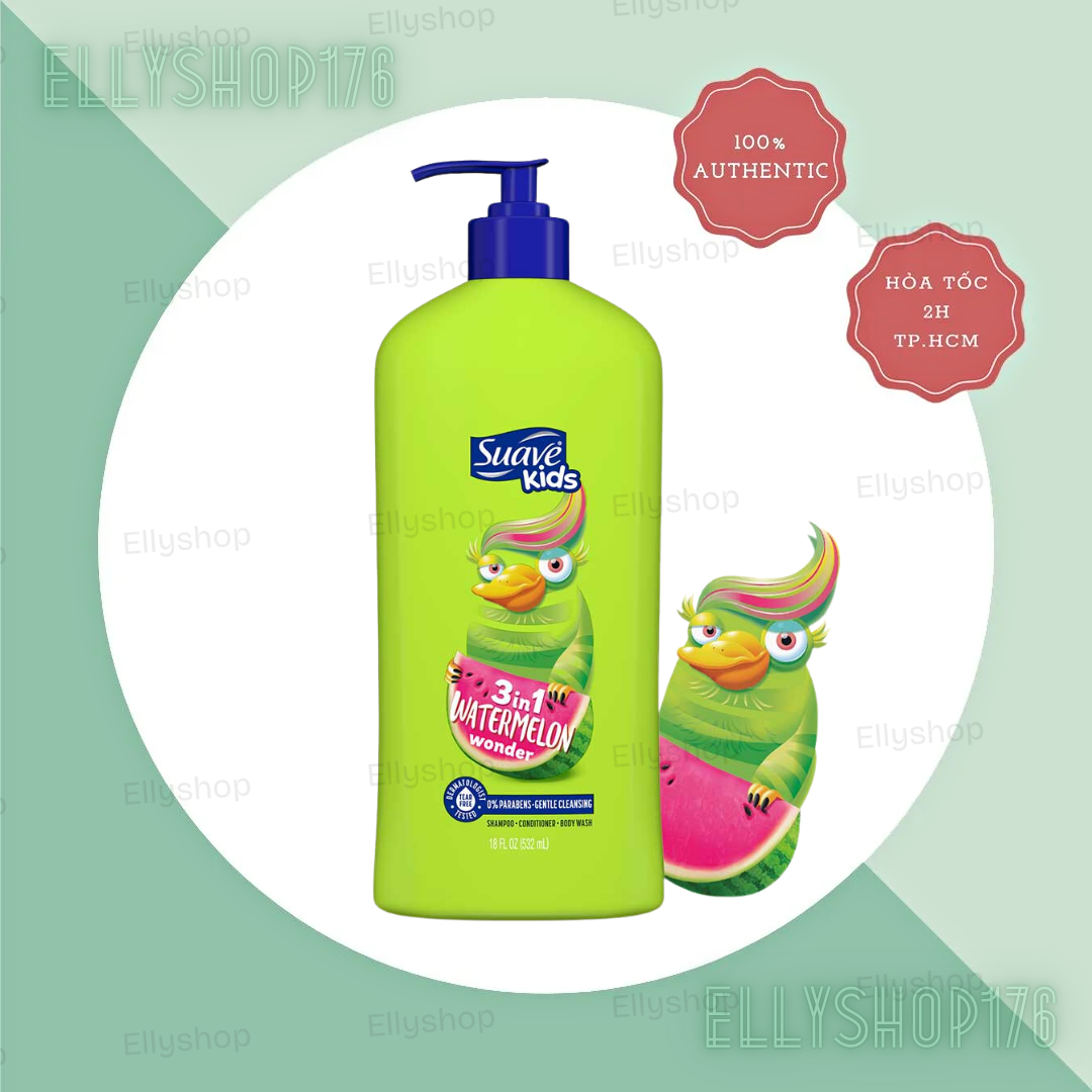 Sữa Tắm - Dầu Gội - Dầu Xả 3in1 SuaveKids phiên bản mới nội địa Mỹ cho bé yêu - 532ml