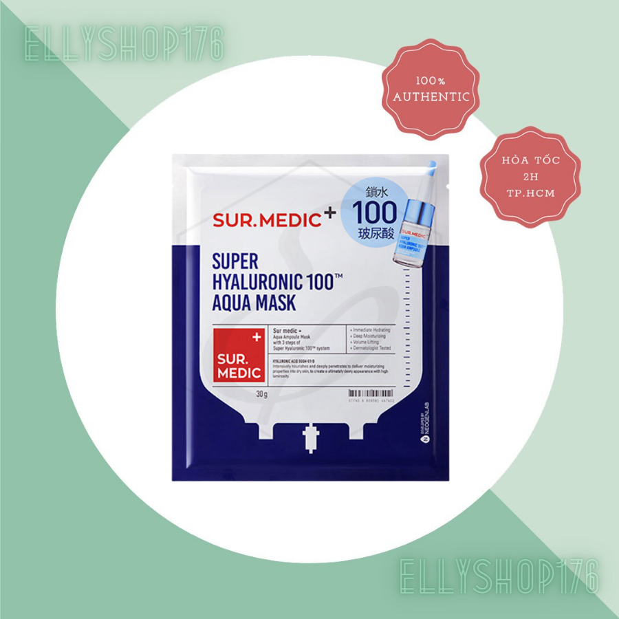 Mặt Nạ Hỗ Trợ Cấp Nước Sur.Medic Super Hyaluronic 100TM Aqua Mask 30g