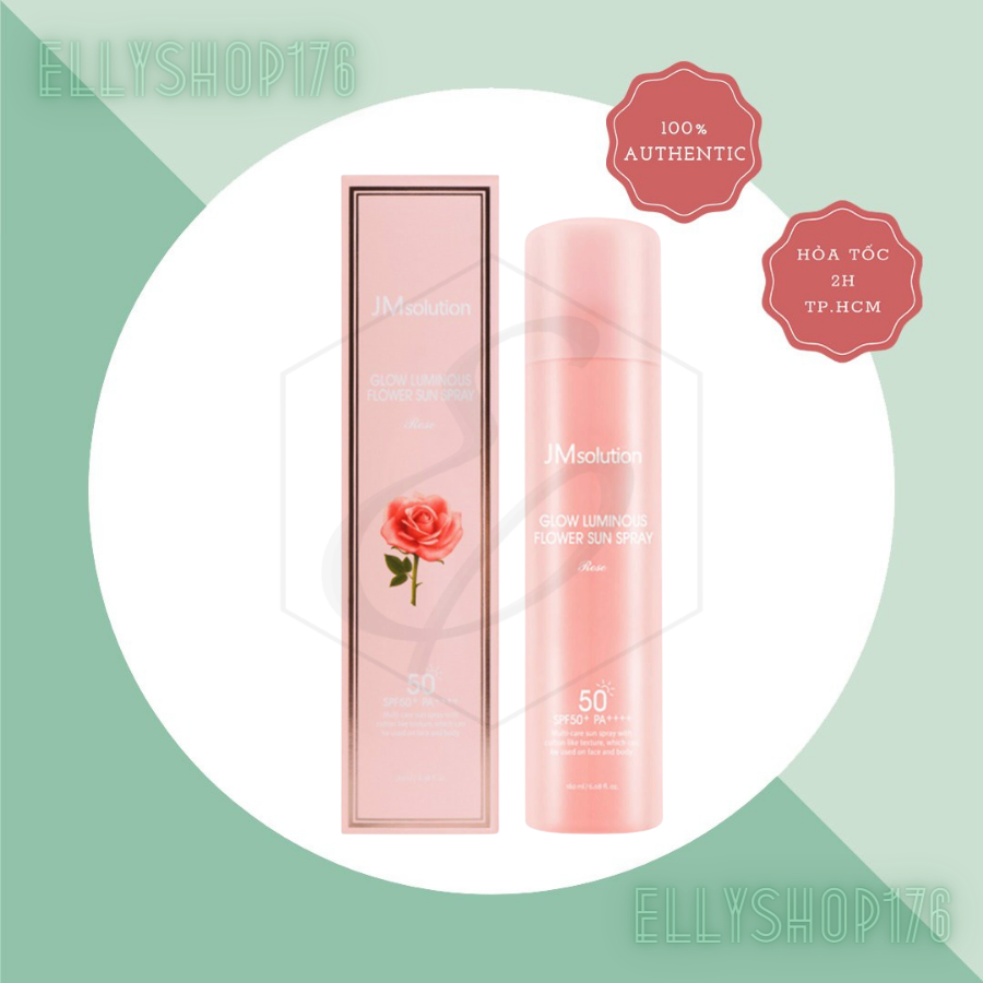 Xịt Chống Nắng Dưỡng Sáng Da Chiết Xuất Hoa Hồng Jmsolution Glow Luminous Flower Sun Spray 180ml