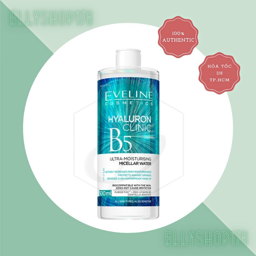 Nước Tẩy Trang Eveline Hyaluron Clinic B5 Puridetox (500ml)
